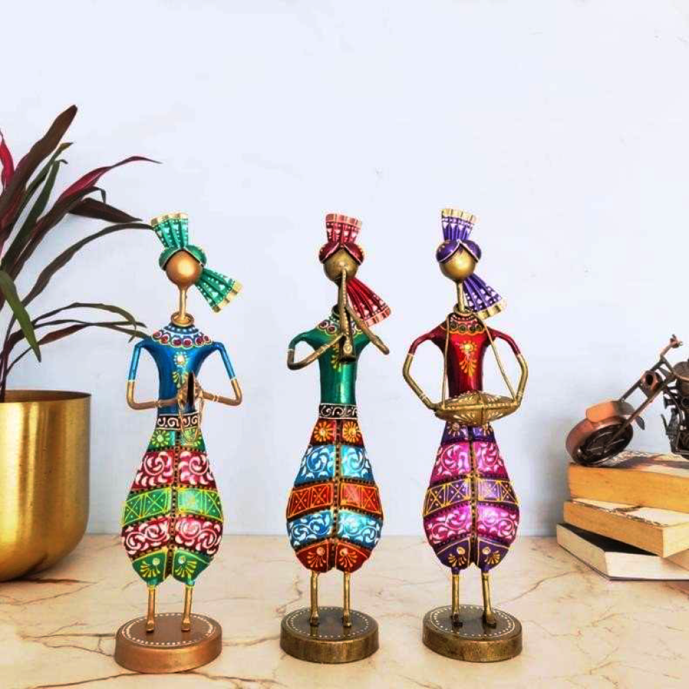 Multicolour Rajasthani Musician Men Set Of 3