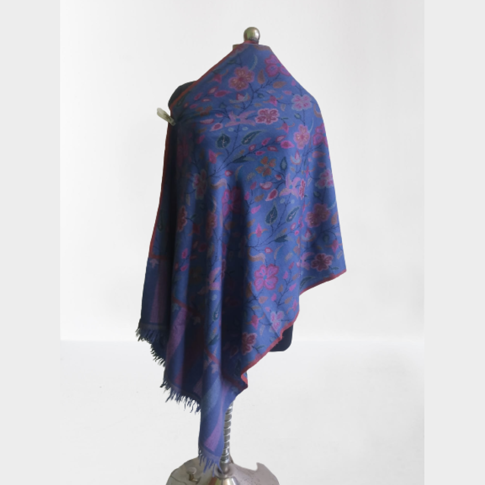 Shop – Musky Ink Blue Floral Design Kani Shawl - GI Heritage