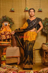 Mustard Yellow With Black Odisha Ikkat