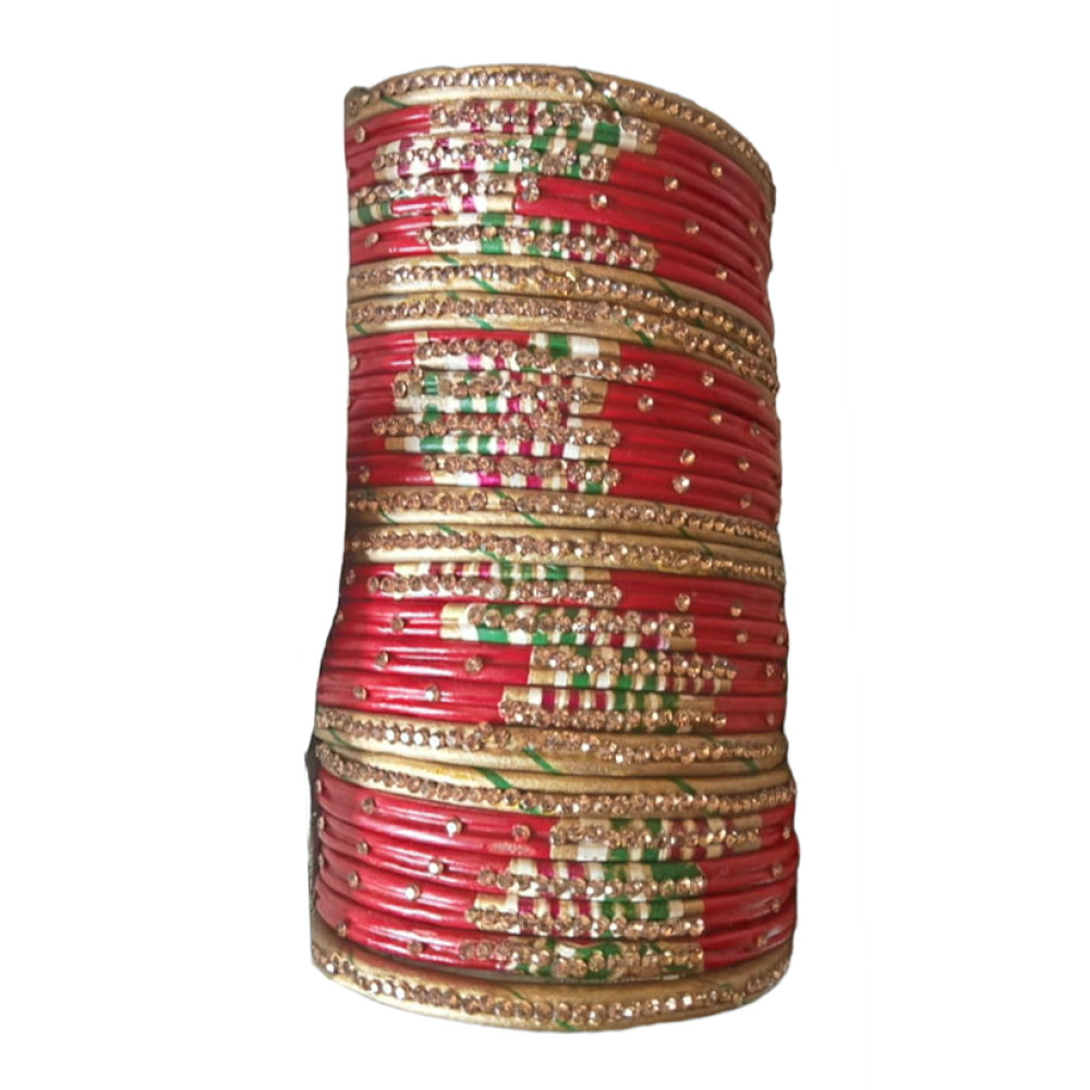 Muzaffarpur Beautiful Stone Red Set Lac Bangles