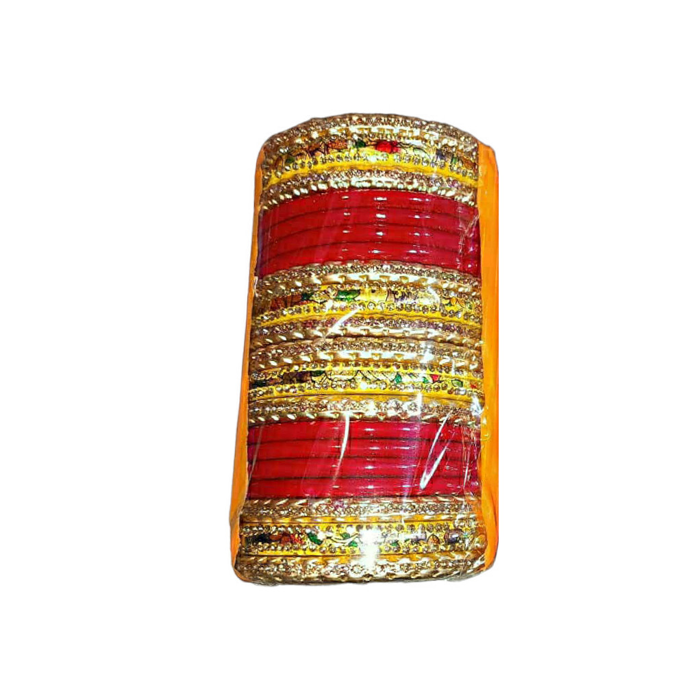 Muzaffarpur Fancy Red & Golden Lac Bangles