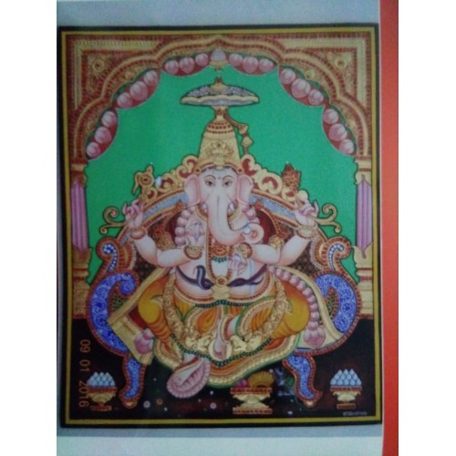 Lord Ganesha Pure 22 Carat Gold Foil 16x20 inches Original Mysore Traditional Paintings