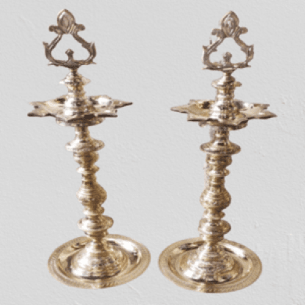 Nachiarkoil Brass lamps - 20 Inches - 4kg - Set of 2