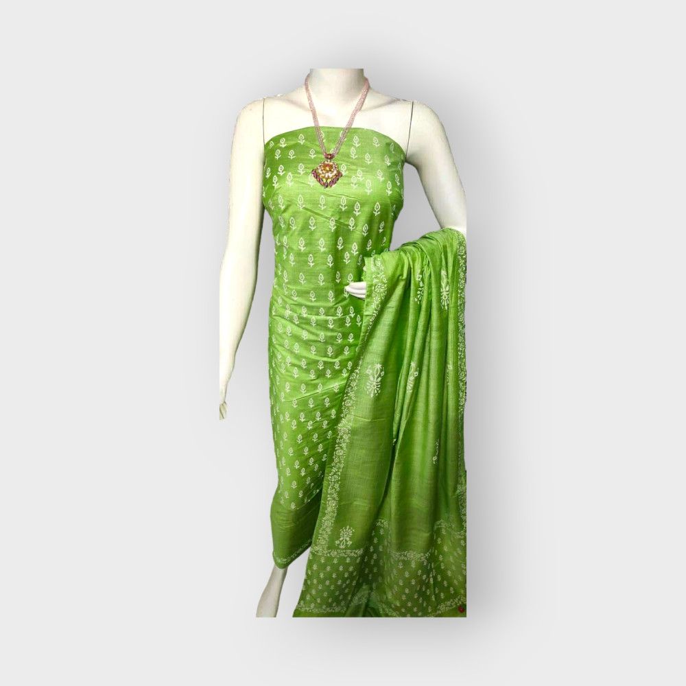 Nawada Handloom Desi Tussar Green Suit Materials