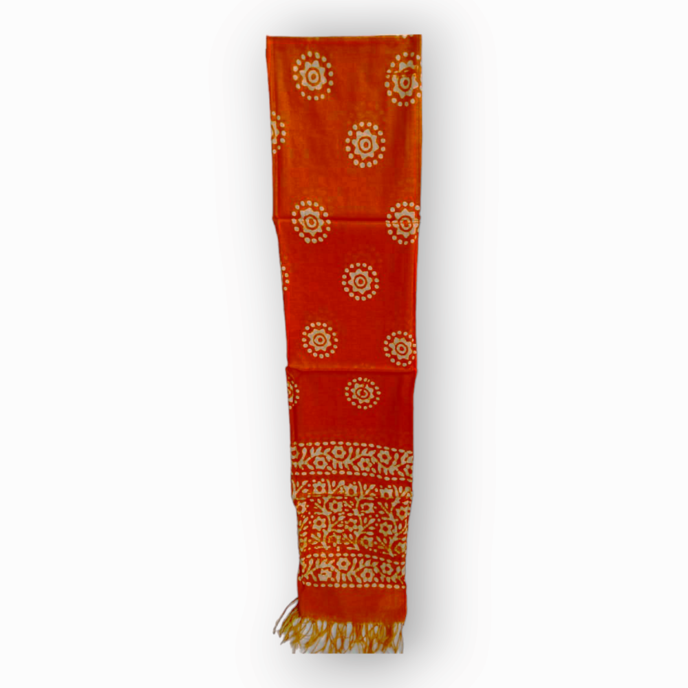 Nawada Handloom Printed Dark Orange Dopatta