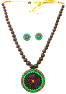 Multi-color Bankura Panchmura Terracotta Craft Necklace Jewellery Set