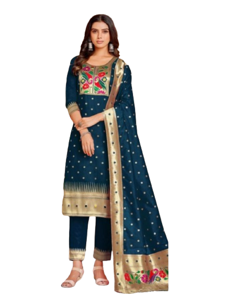 Paithani Suit Dark Blue Colour