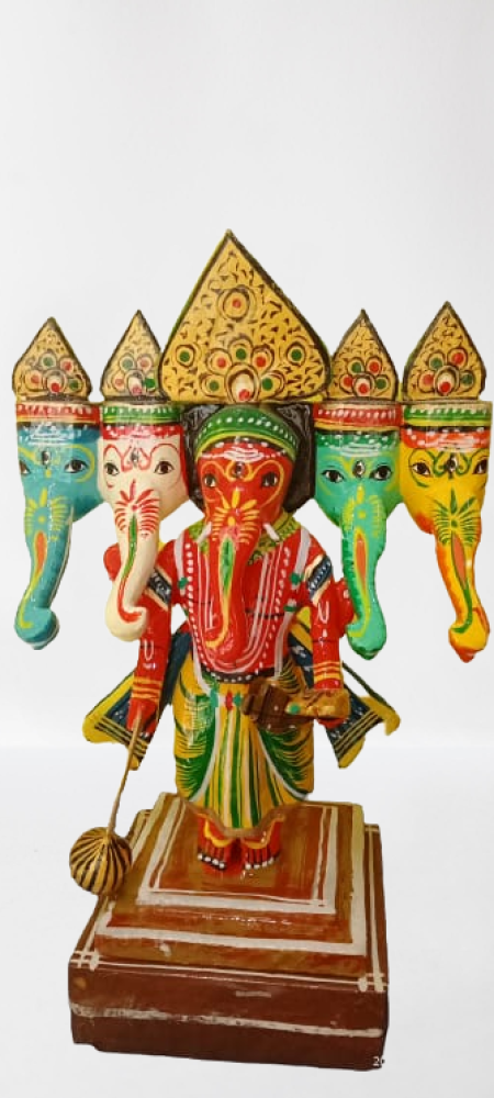 Panchamukhi Wooden Ganeshji (9 Inch)