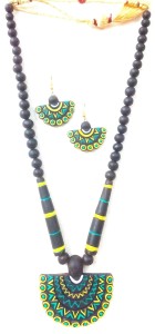 Multi-color Bankura Panchmura Terracotta Craft Necklace Jewellery Set