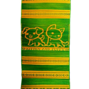 Authentic Traditional Handicraft Pattamadai Mat Korai Grass Textile Of Yellow And Green Colour Strips Design