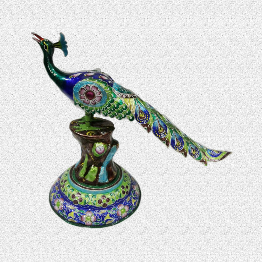 Peacock Long tail Design Gulabi Meenakari Art - 1