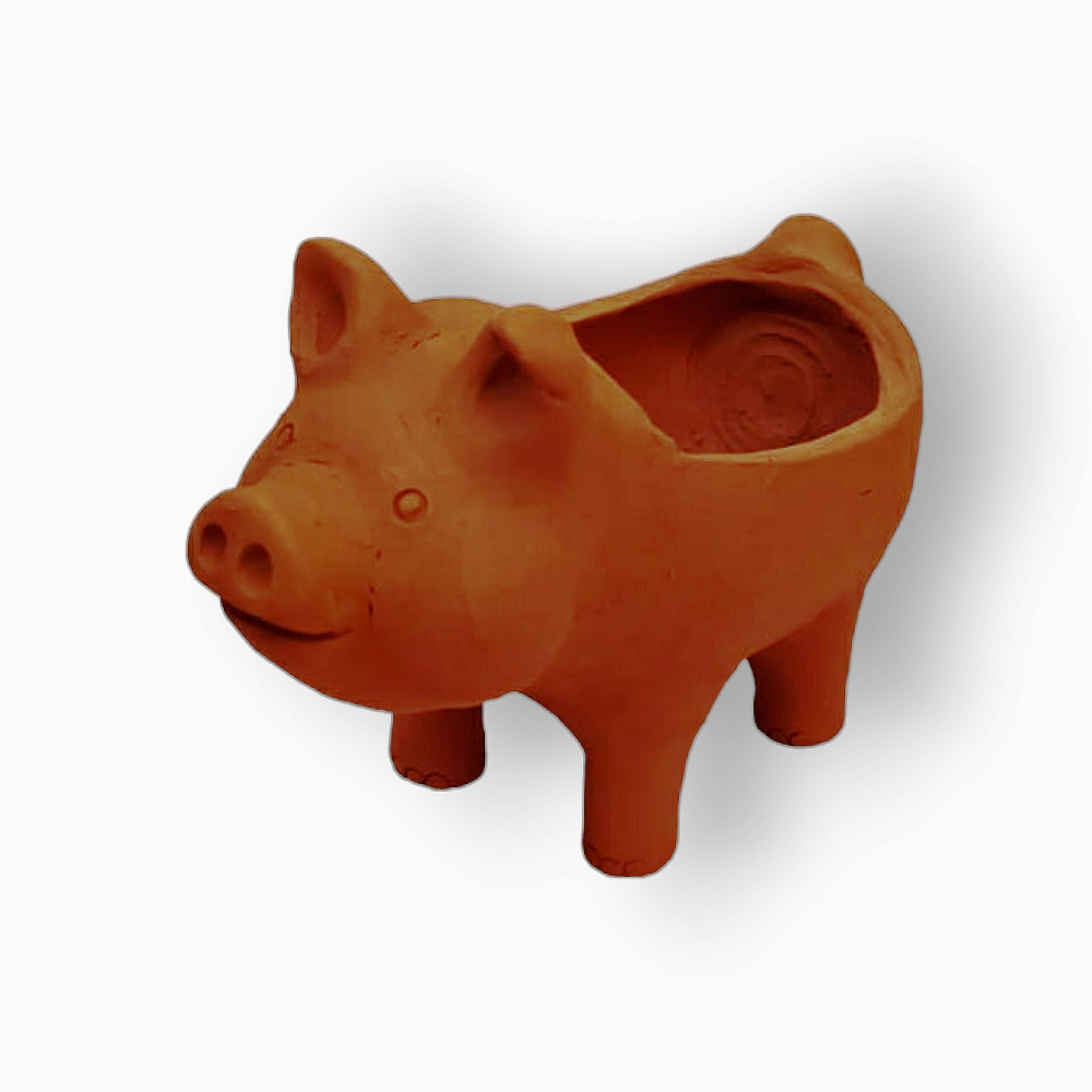 Piggy Planter Clay Terracotta Of Molela Art