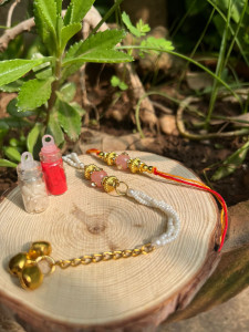 Pink Stone Rakhi Set