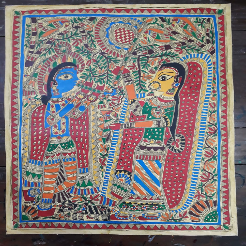 Shop – Radha Krishna Brindavan Madhubani Painting - GI Heritage