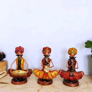 Rajasthani Musician Mustache Men Set Of 3