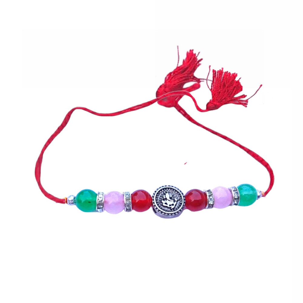 Rakhi Red Green & Pink Beads