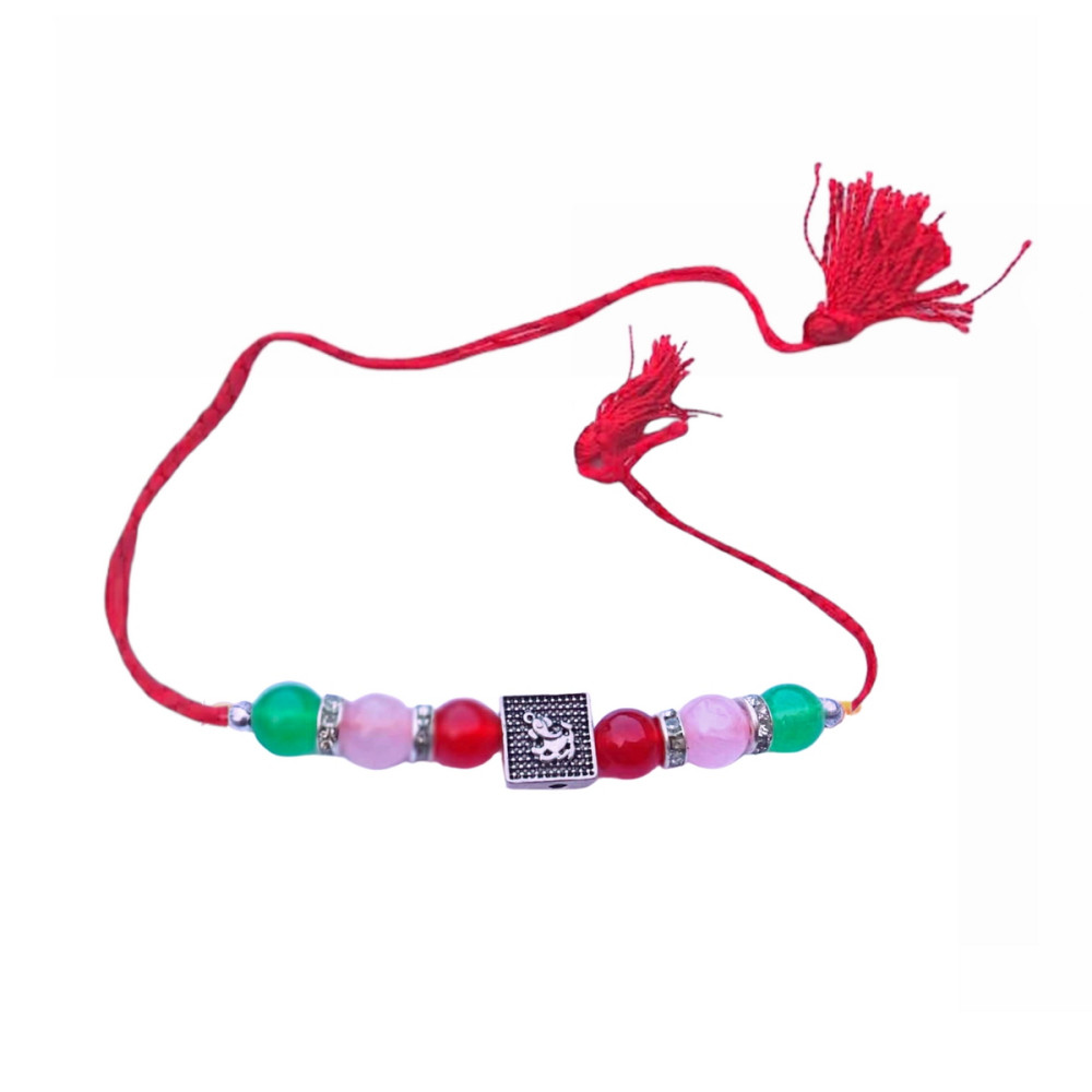 Rakhi Red Pink & Green Beads