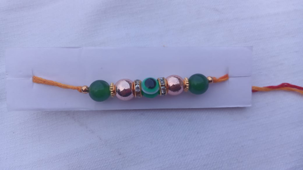 Rakhi with Green Beads - 0