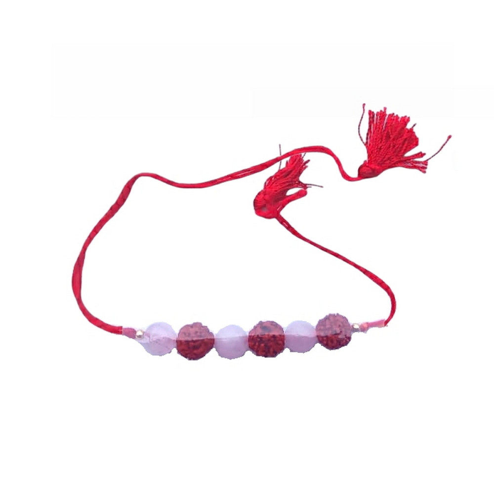 Rakhi with Pink & Rudrakshi Beads