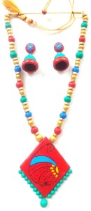 Red Kite Design Bankura Panchmura Terracotta Craft Necklace Jewellery Set