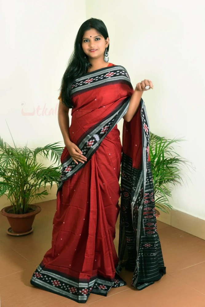 Red Pasapali Border Khandua Cotton Saree