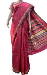 Red Tussar Saree