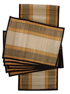 Runner With 6 Table Mats - Brown