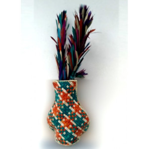 Traditional Screw Pine Craft Beautiful Handmade Multicolor Flower Vase