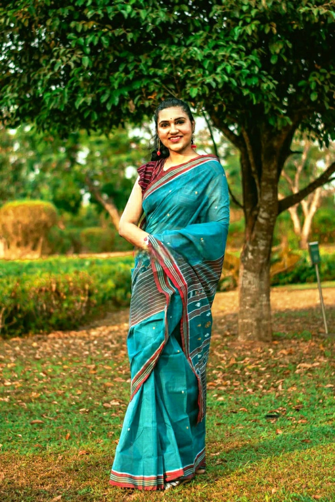 Sea Green & Maroon Designer Kotpad Saree