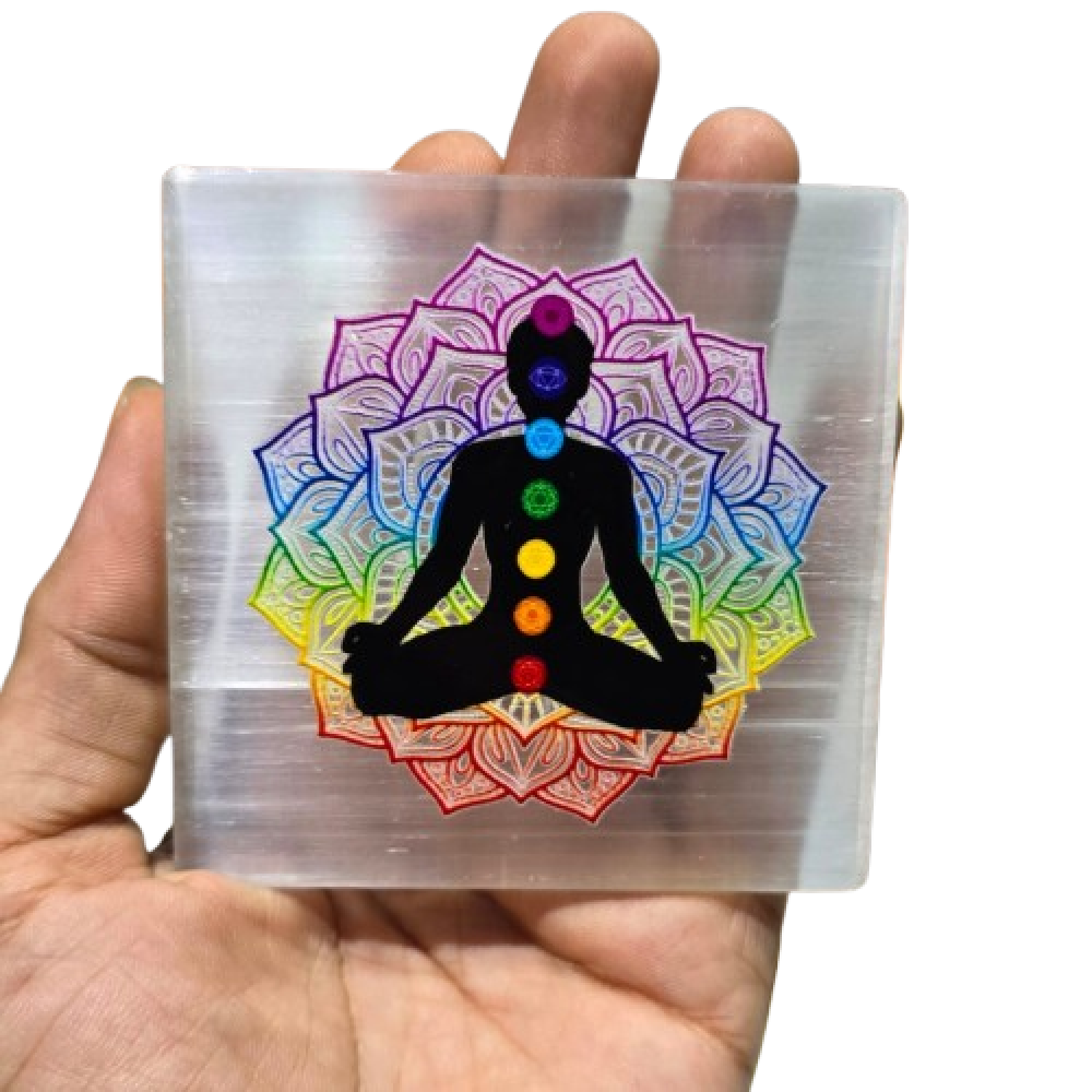 Selenite Seven Chakra Plate