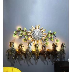 Seven Running Horses With Gold Led Lights