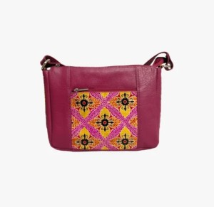 Shantiniketan Genuine Leather Handcarfted Patchwork Pink Trendy Sling Bag For Woman