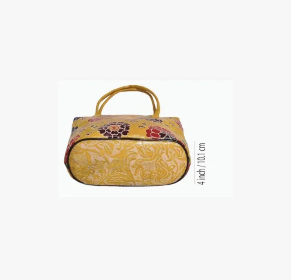 Shantiniketan Genuine Leather Handcarfted Yellow Shoulder Bag For Woman - 1