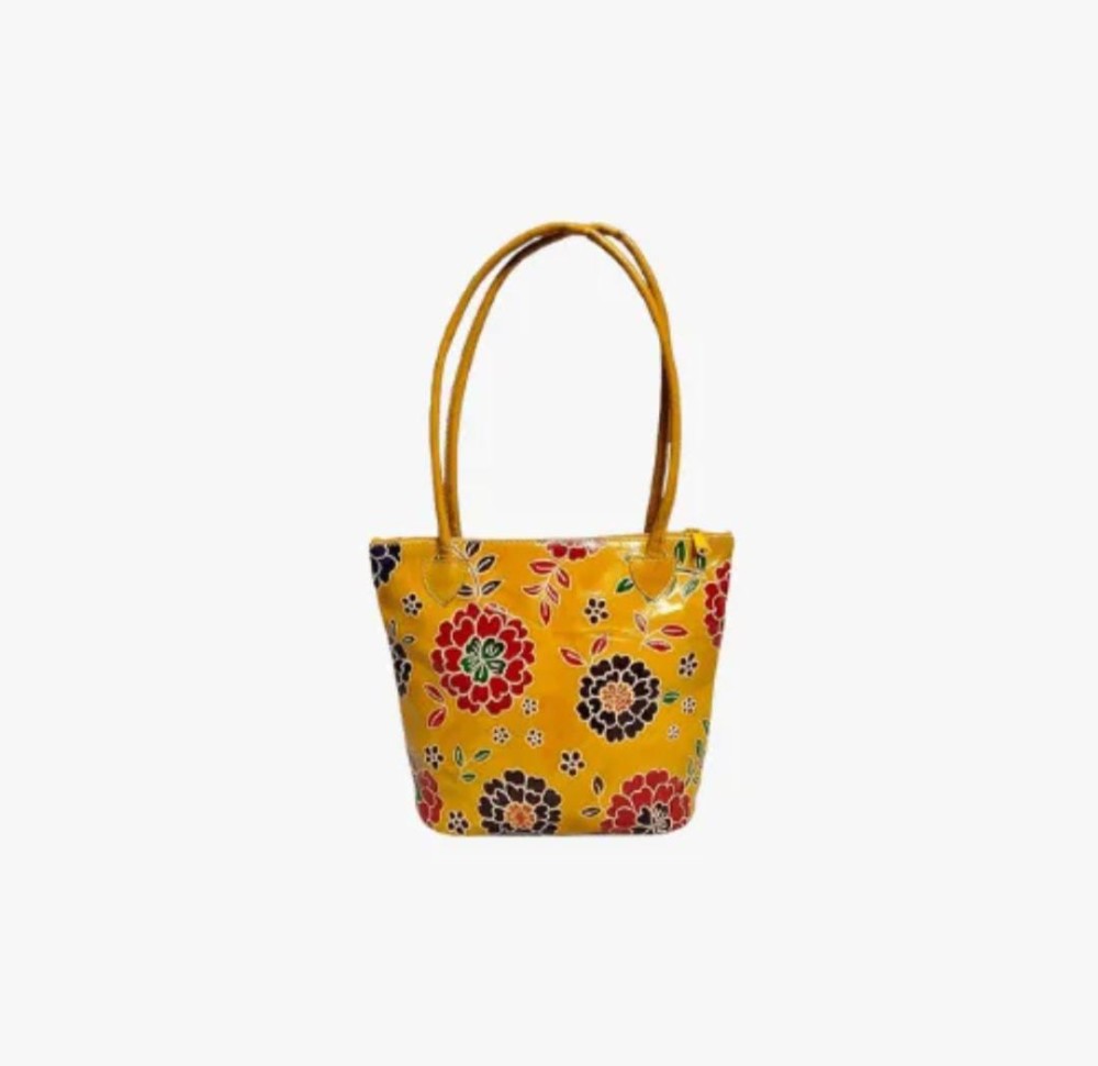 Shantiniketan Genuine Leather Handcarfted Yellow Shoulder Bag For Woman