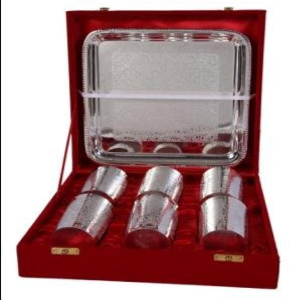 Silver Brass Set Of 6 Glasses