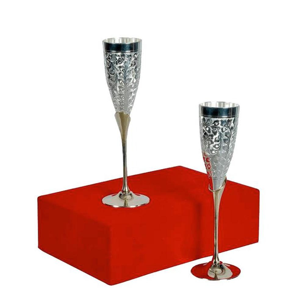 Silver Matte Finish Designer Set of 2 Wine Glass
