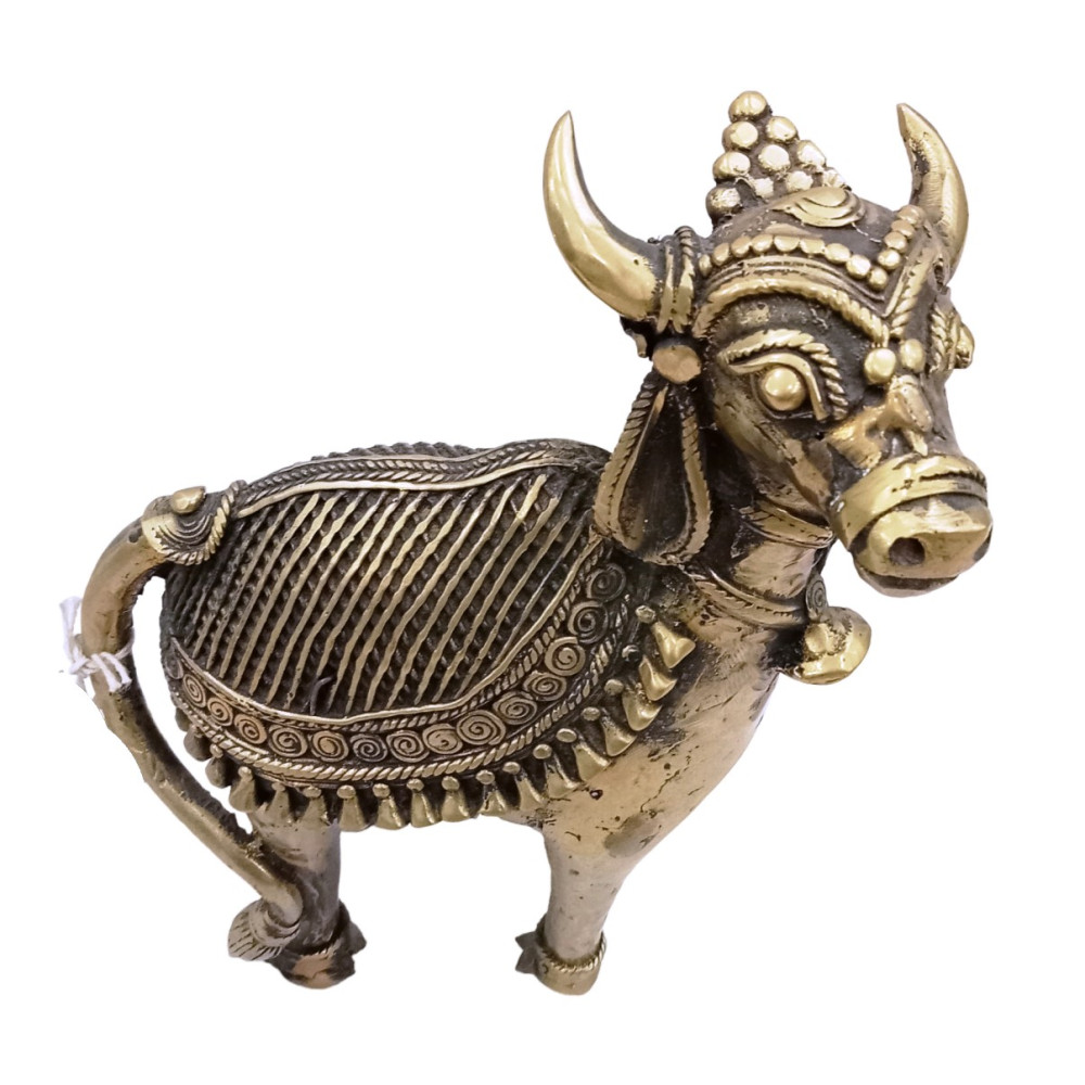 Standing Nandi with Stripped Jali Work