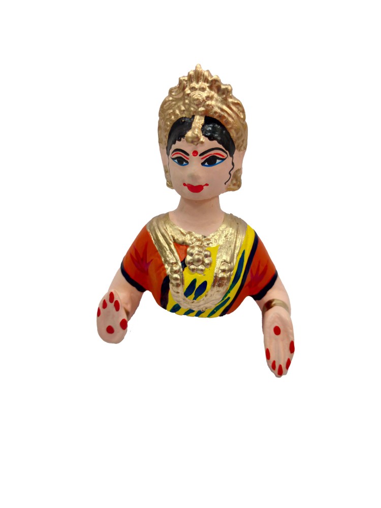 Tanjavur Dancing Doll : 11 Inch, Dark Blue-Yellow-Orange - 2