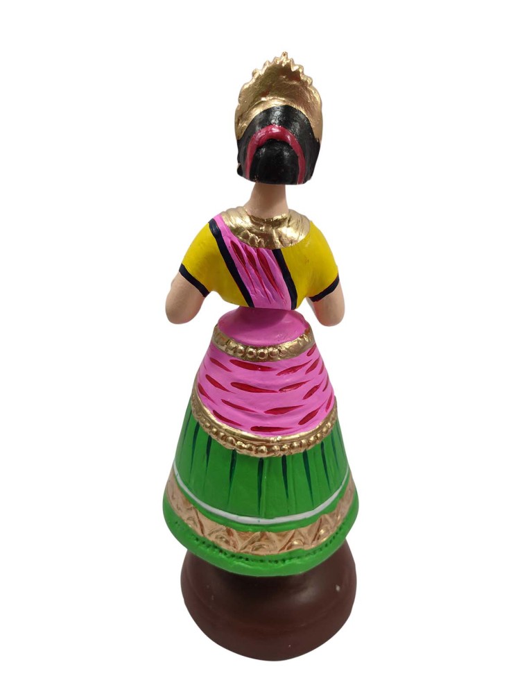 Tanjavur Dancing Doll : 11 Inch, Light Green-Pink-Yellow - 1