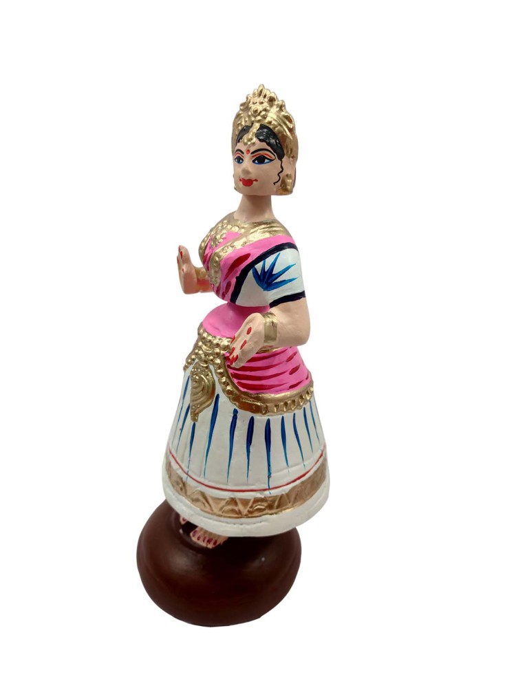 Tanjavur Dancing Doll : 11 Inch, White-Pink-White - 0