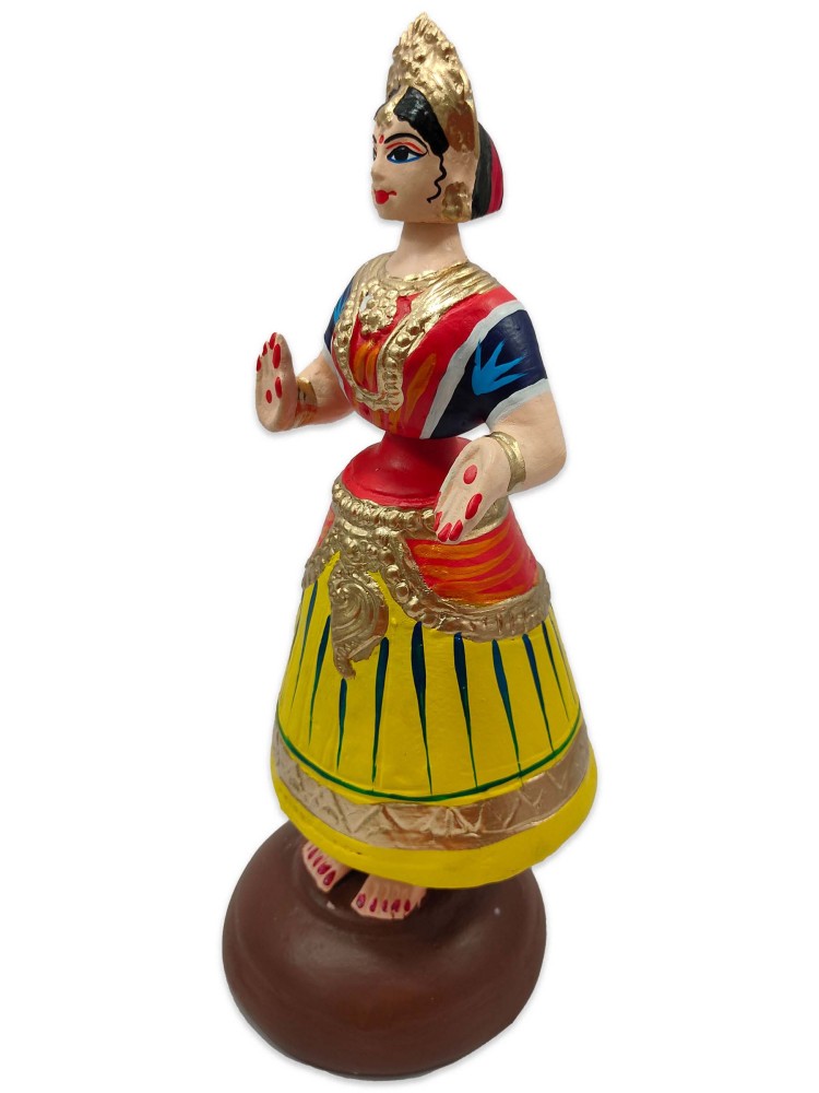 Tanjavur Dancing Doll : 11 Inch, Yellow-Orange-Dark Blue - 0