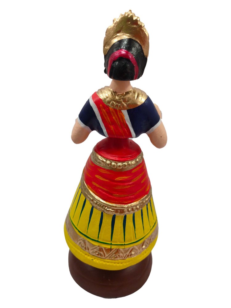 Tanjavur Dancing Doll : 11 Inch, Yellow-Orange-Dark Blue - 1