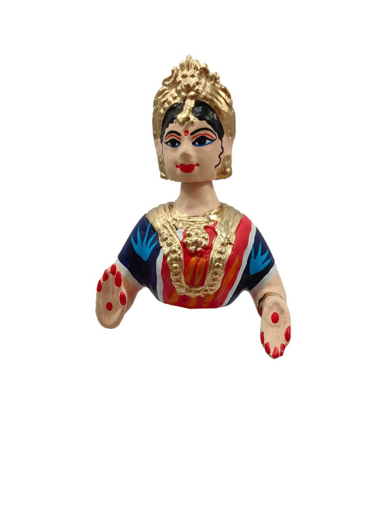 Tanjavur Dancing Doll : 11 Inch, Yellow-Orange-Dark Blue - 2