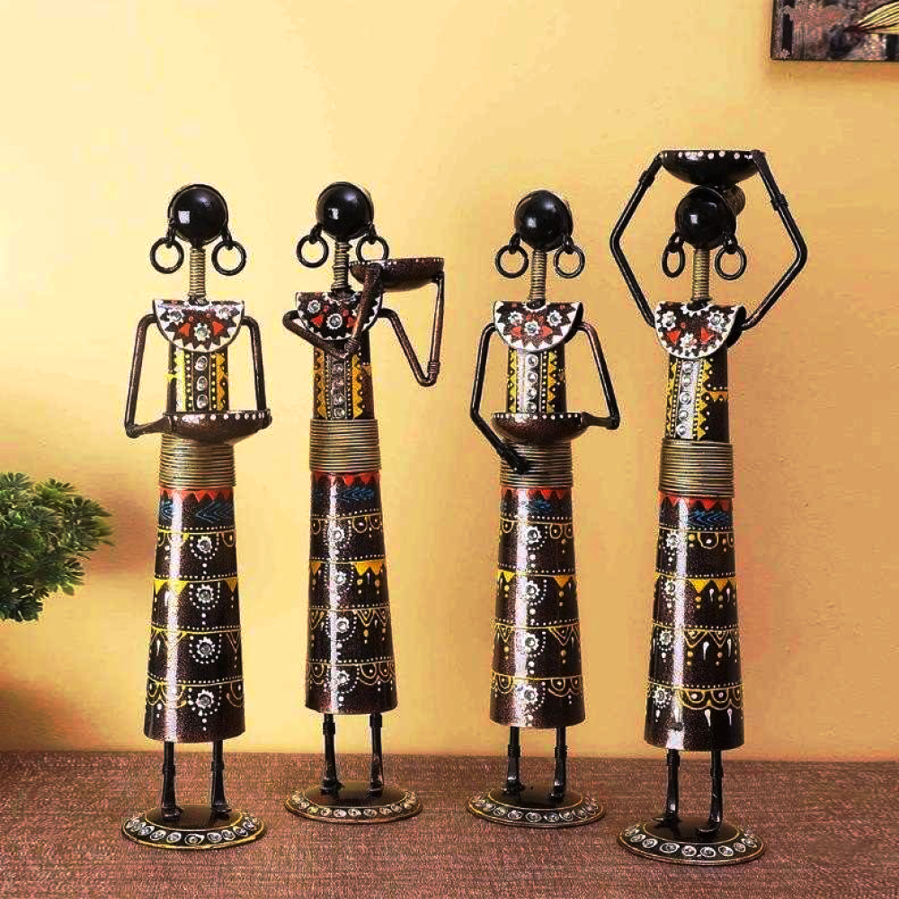 Tribal Lady Farmers Figurines Set Of 4 - 0