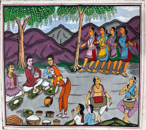 Villagers Festivity Patchithra (10x12inch)