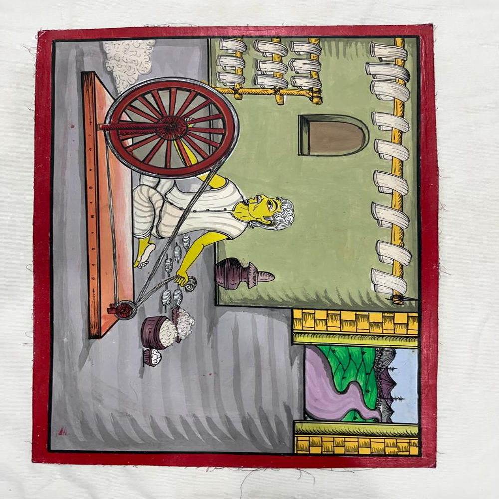 Weaver On A Spinning Wheel Patchithra (10x12inch)