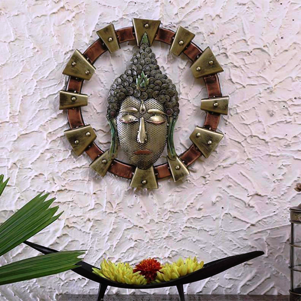 Wrought Iron Buddha Spiritual Wall Art In Brown