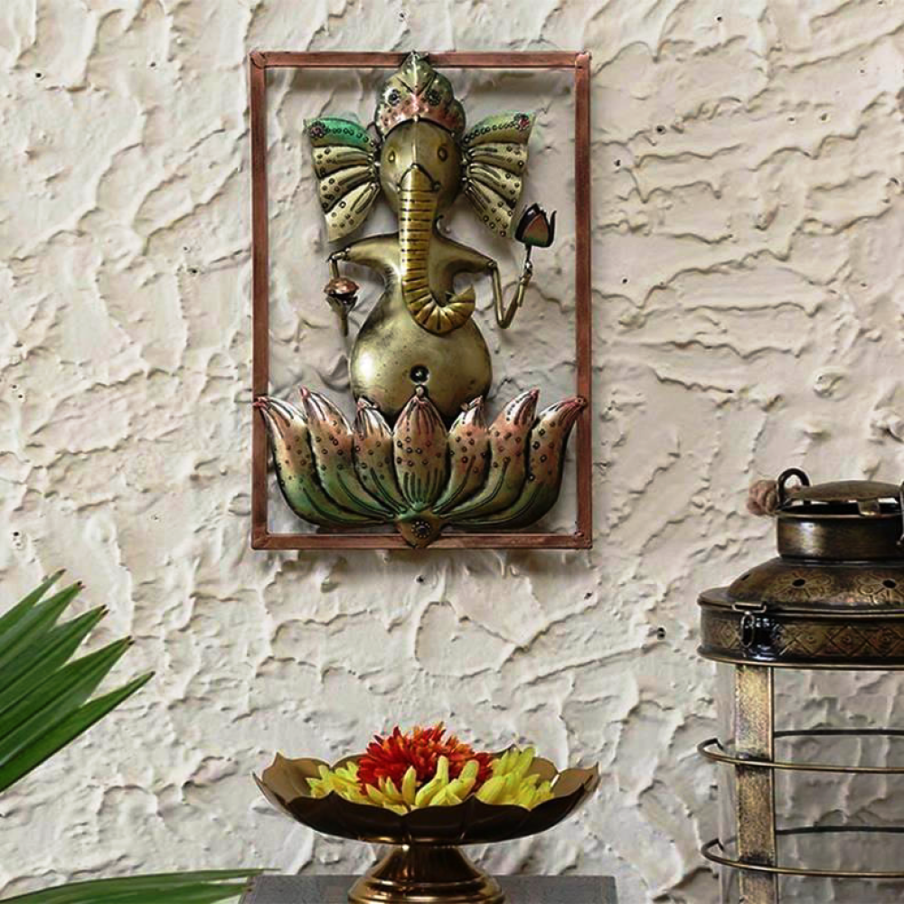 Wrought Iron Lord Ganesha On lotus